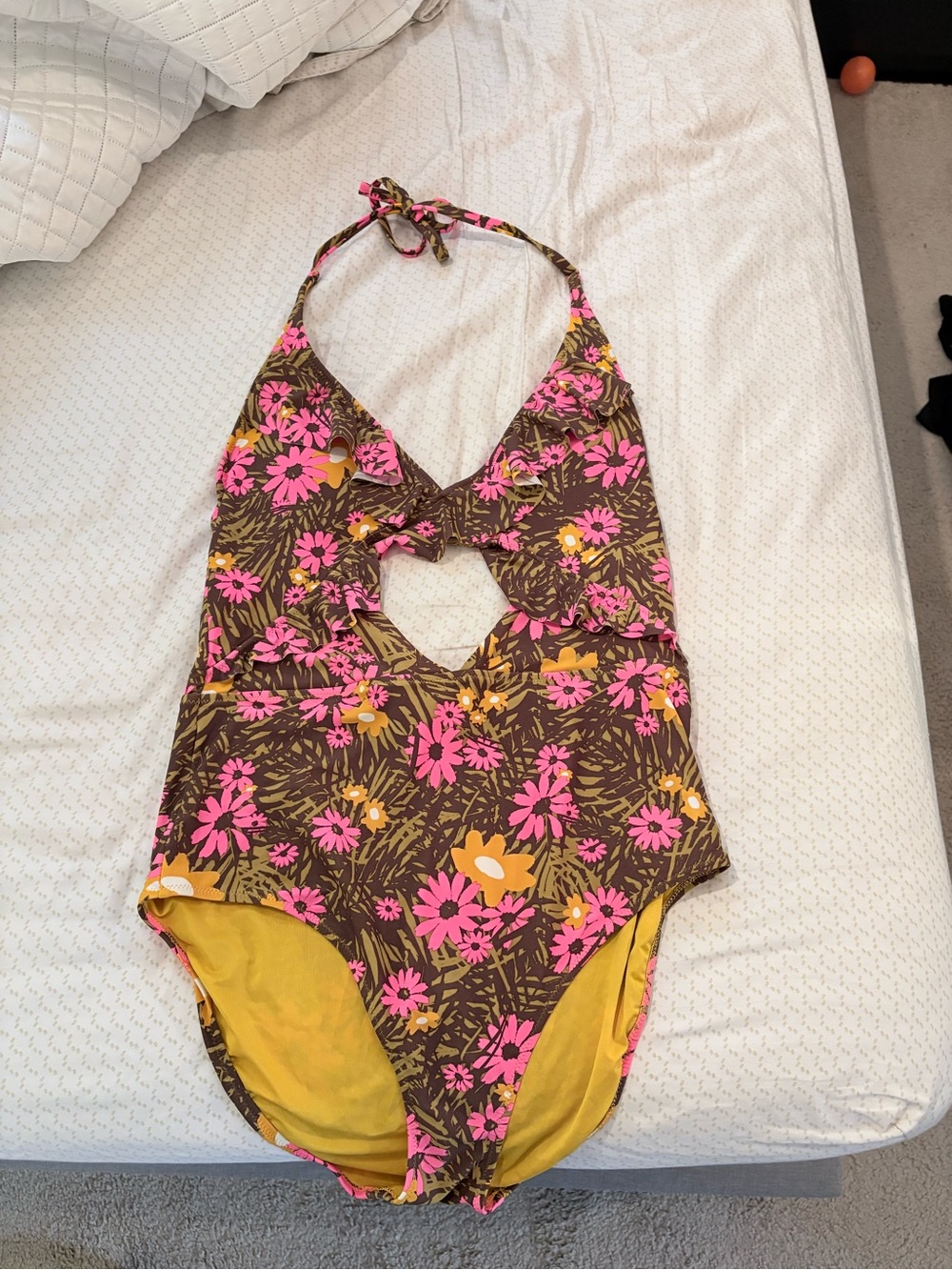 aerie One-Piece Swimsuit in Mustard Yellow